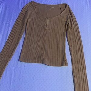 Aeropostal Brownish Mustard Yellow Long-Sleeve Sweater